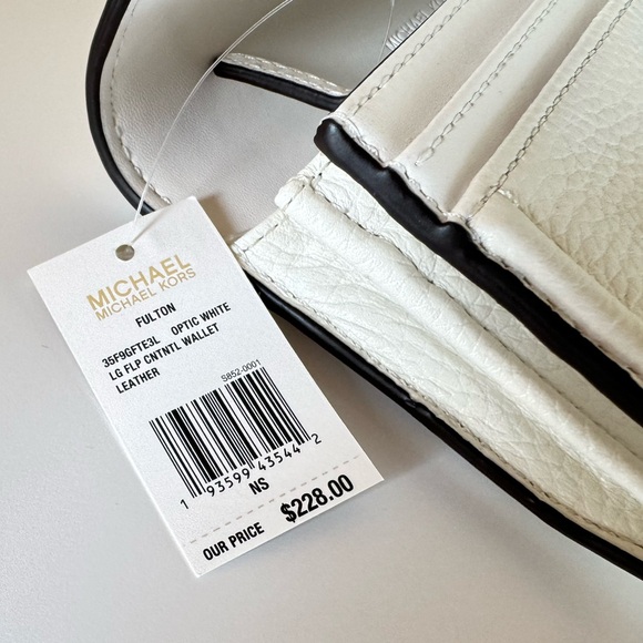 Michael Kors Jet Set Fulton Large Flap Continental Wallet Optic White - Picture 7 of 8